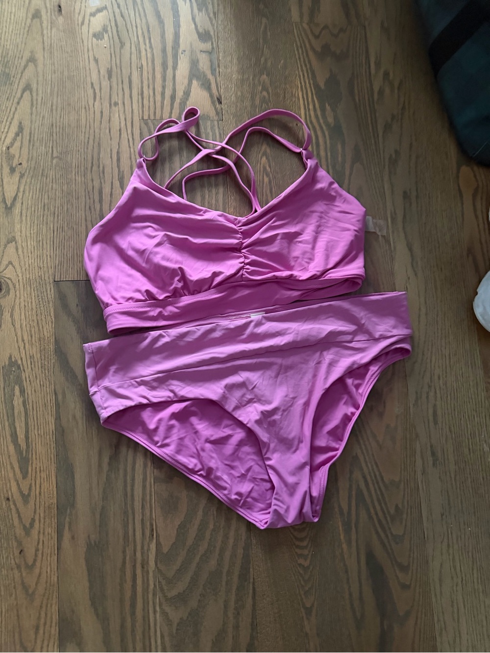 CALIA by Carrie Underwood Pink Strappy High-Waist Bikini Set